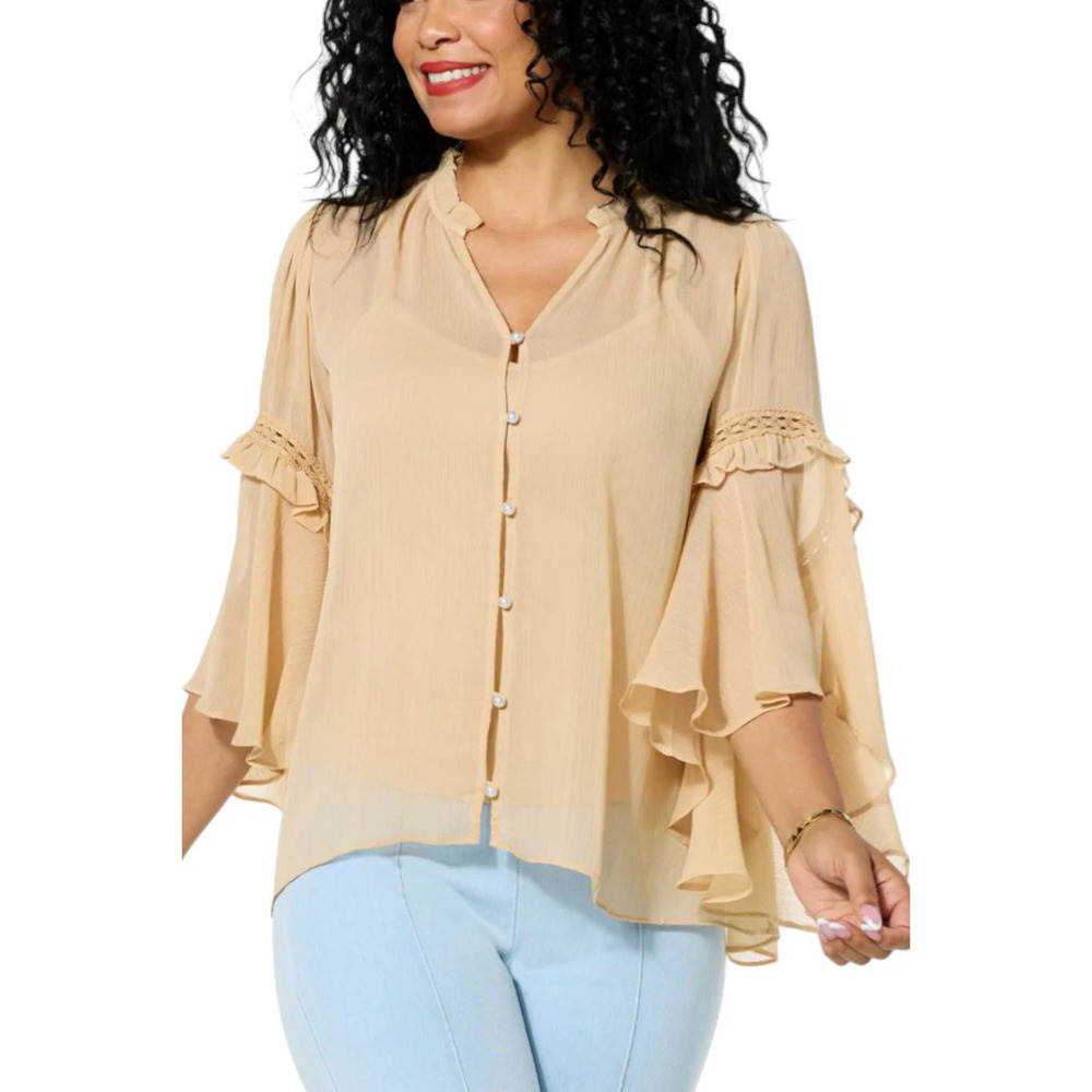 C. Wonder Women's Chiffon Drama Top Champagne - Regular